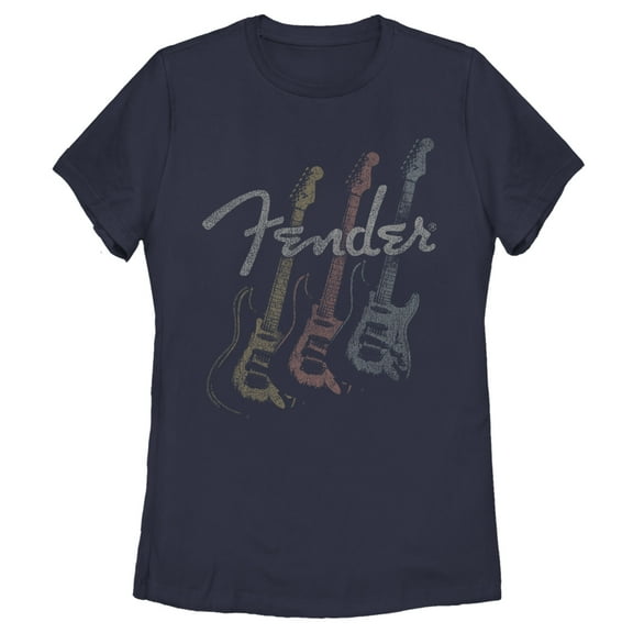 Women's Fender Triple Fret Logo  Graphic Tee Navy Blue Large