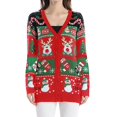 thumbnail image 1 of Women's Festive Christmas Cardigan Sweater Reindeer, Snowman, and Tree Design Perfect Holiday Wear, 1 of 5
