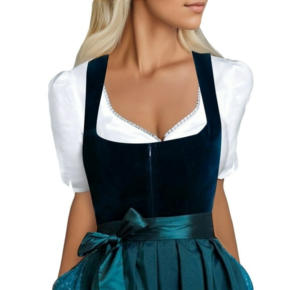 Women's Festive Dirndl Lace Trim Top For Oktoberfest Or Everyday Wear