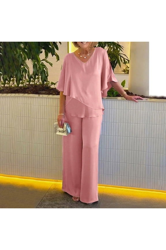 Women's Festive Elegant 2 Piece Pants Suit Shirt And High Waist Pants Suit Large Sizes Evening Suit Sets Two Piece Outfit Set Of The Bride Suit Dressy Wedding Pant Suits Women Dress Suits Set Mono