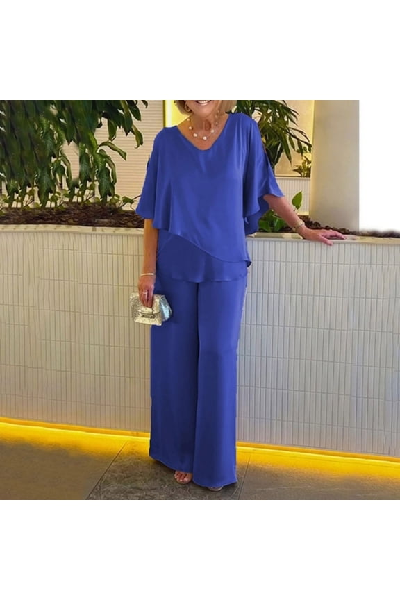 Women's Festive Elegant 2 Piece Pants Suit Shirt And High Waist Pants Suit Large Sizes Evening Suit Sets Two Piece Outfit Set Of The Bride Suit Dressy Wedding Pant Suits Women Dress Suits Set Mono