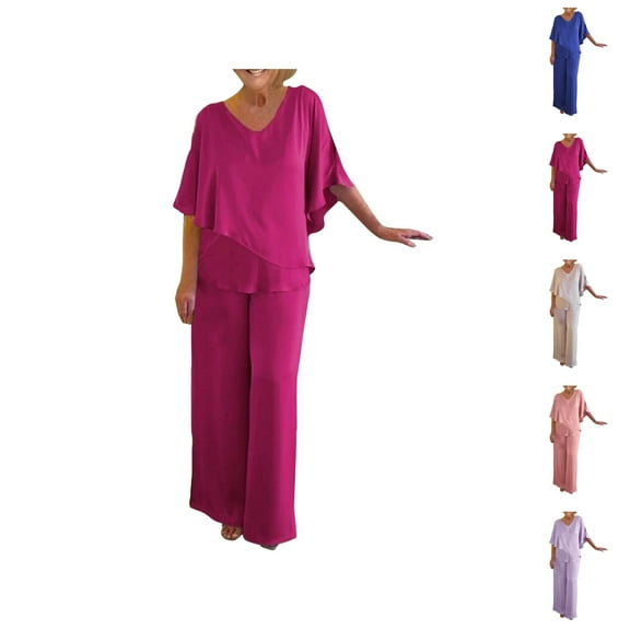 Women's Festive Elegant 2 Piece Pants Suit Shirt And High Waist Pants Suit Large Sizes Tulle Evening Suit Sets Two Piece Outfit Set Mother Of The Bride Suit Womens Summer Pants