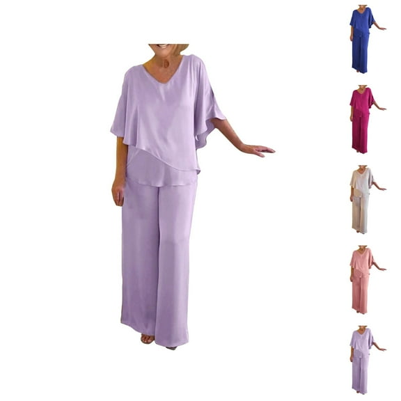 Women's Festive Elegant 2 Piece Pants Suit Shirt And High Waist Pants Suit Large Sizes Tulle Evening Suit Sets Two Piece Outfit Set Mother Of The Bride Suit Women'S Pants