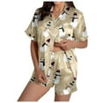 thumbnail image 1 of Women's Festive Snowman Print Short Sleeve Pajama Set Soft Sleepwear Nightwear Outfit, 1 of 2