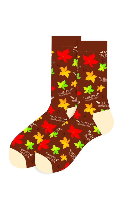Women's Festives Socks with Thanksgiving Themes Turkeys Pumpkins Maple Pattern Men's Cotton Middle Tube Socks
