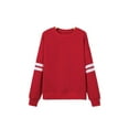 thumbnail image 1 of Women's Fiery Red Oversized Sweatshirt with Varsity Striped Detail - Casual Drop Shoulder Style - [ZhiHiMeRi] | (US 12-14)L, 1 of 10