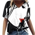 thumbnail image 1 of Women's Figure Graphic Print T-Shirt,Short Sleeve Trendy Blouse 2023 V Neck Casual Tunic Tops Loose Comfy Summer T-shirt, 1 of 5