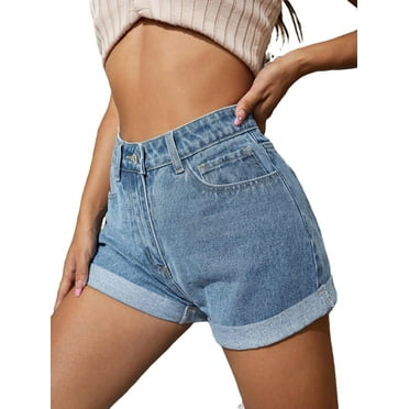 Women's Figure Straight Leg Light Wash Denim Shorts XS (2)