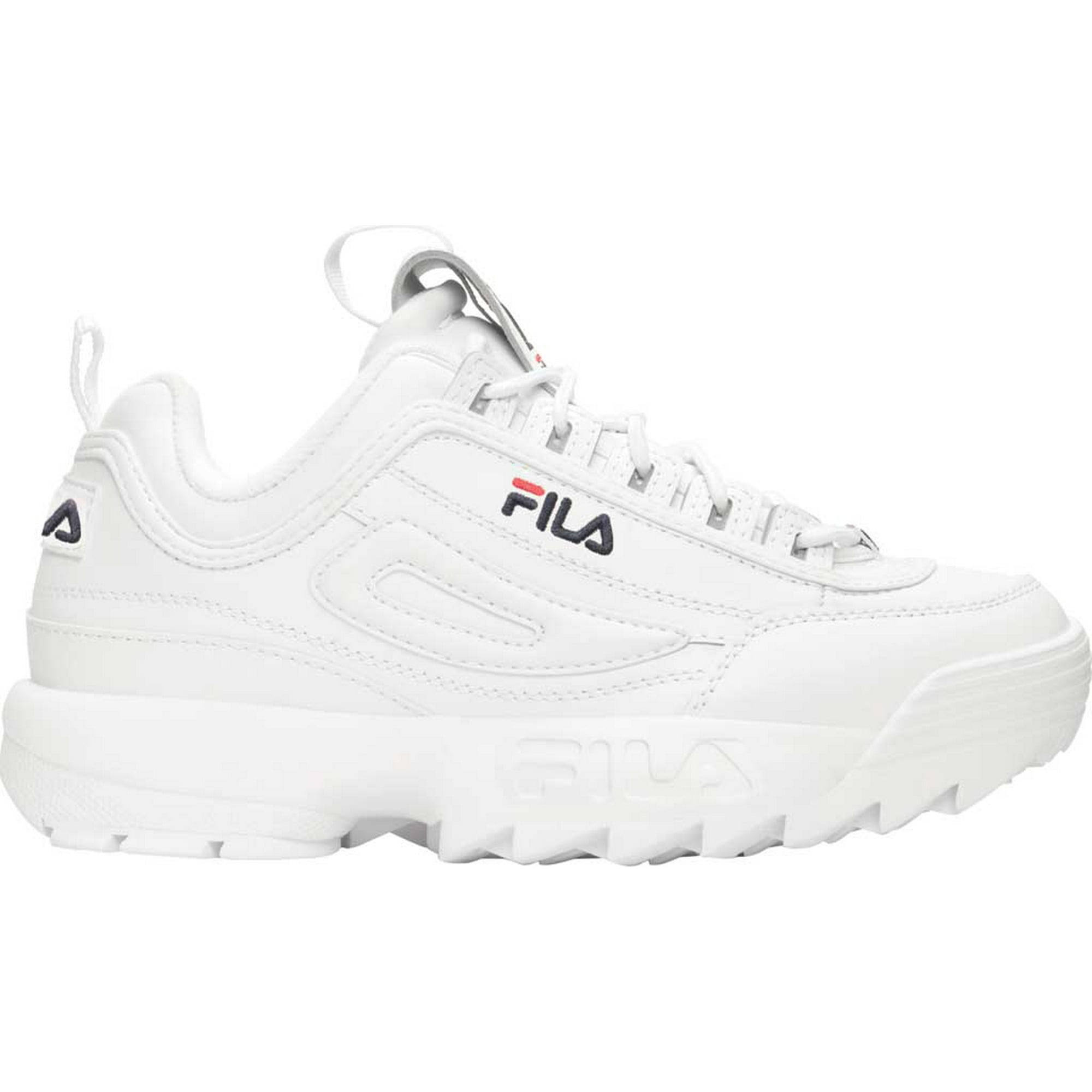 Women's Fila Disruptor II Premium Sneaker White/Navy/Red 9 M -
