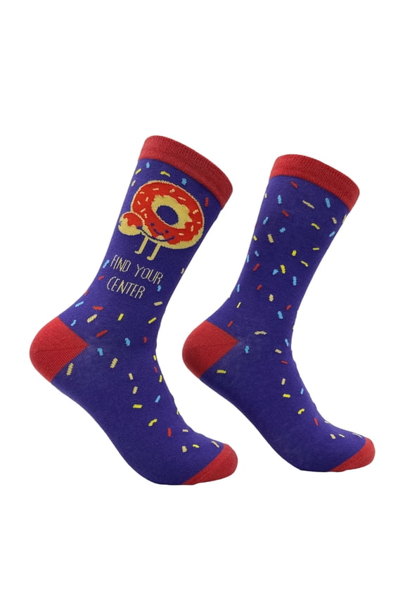 Women's Find Your Center Socks Funny Sarcastic Donut Graphic Footwear