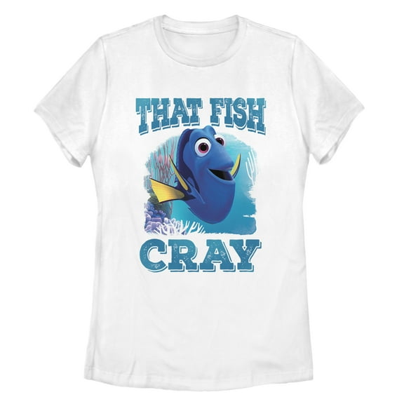 Women's Finding Dory Cray Cray Fish Graphic Tee White 2X Large