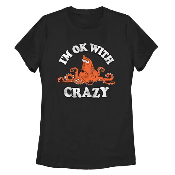 Women's Finding Dory Hank Ok With Crazy Graphic Tee Black X Large