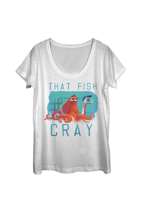 Women's Finding Dory Hank Thinks That Fish Cray  Scoop Neck White Medium