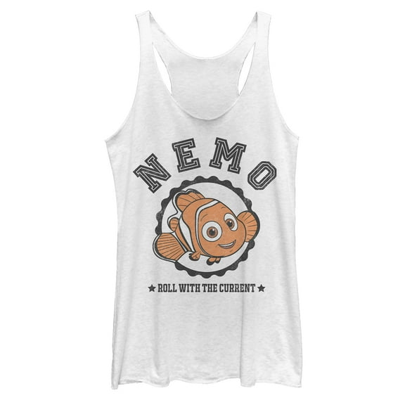 Women's Finding Dory Nemo Roll with Current  Racerback Tank Top White Heather X Large