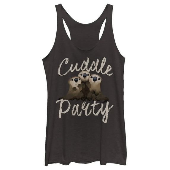 Women's Finding Dory Otter Cuddle Party Racerback Tank Top Black Heather Medium
