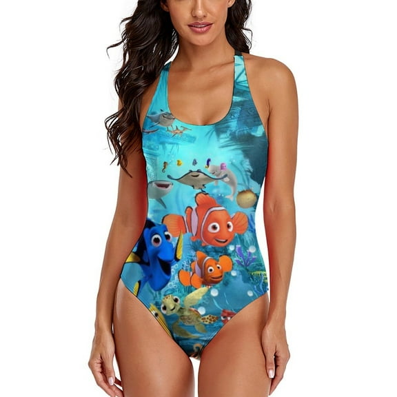 Women's Finding Nemo Swimsuit One Piece Bathing Suit Tummy Control Sports Beach Swimwear