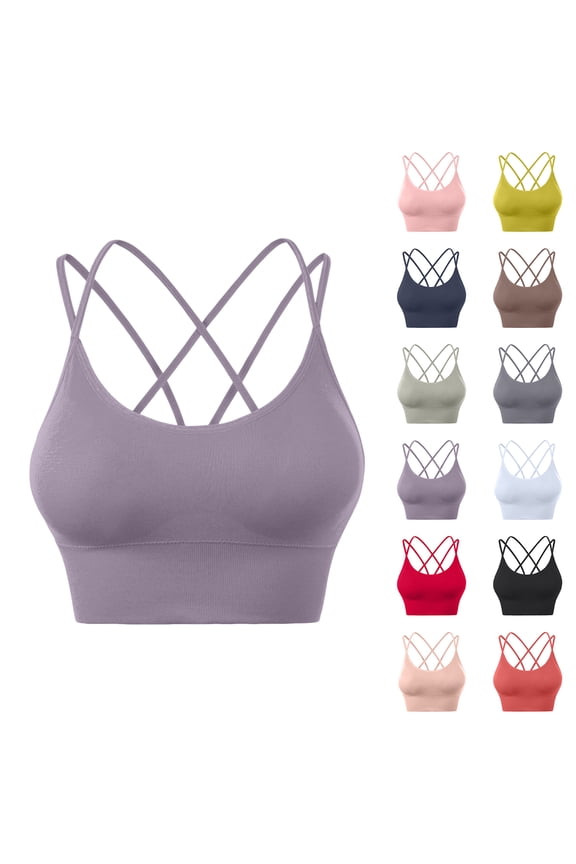 Women's Fine Strap Sports Bra Wireless Shock Absorbing Yoga Lingerie, Beautiful Back Running Underwear, Quick Drying Fitness Bralette, No Steel Ring Workout Vest, Breathable Athletic Support Top