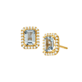 thumbnail image 1 of Women's Finecraft 1 1/2 ct Simulated Aquamarine Stud Earrings with Cubic Zirconia in 14kt Gold-Plated Sterling Silver, 1 of 3
