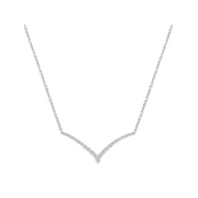 Women's Finecraft 1 1/2 cttw Created White Sapphire Chevron Necklace in Sterling Silver, 17"