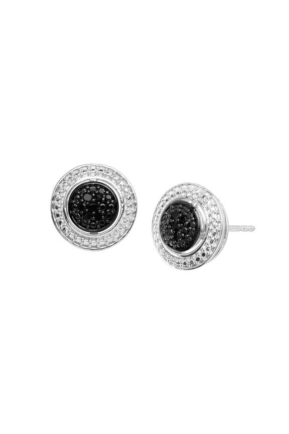 Women's Finecraft 1/10 cttw Black Diamond Composite Stud Earrings in Sterling Silver