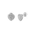 thumbnail image 1 of Women's Finecraft 1/10 cttw Diamond Halo Heart Stud Earrings in Sterling Silver, 1 of 3