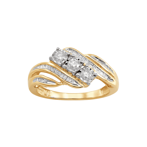 Women's Finecraft 1/2 cttw Diamond Composite Bypass Ring in 10kt Yellow Gold