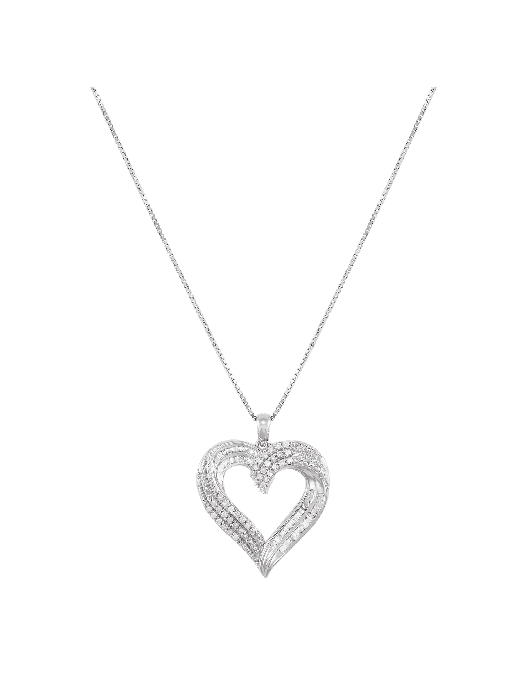 Sterling Silver Heart Necklace Earring Set Crystal Pendant Figaro Chain Sterling Silver Heart Necklace Earring Set Crystal Pendant Figaro Chain