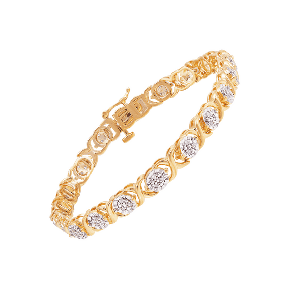 Women's Finecraft 1/4 cttw Diamond Tennis Bracelet in 14kt Gold-Plated Sterling Silver, 7"