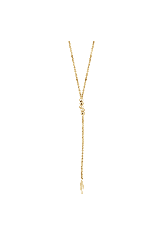 Women's Finecraft 1.95mm Bead & Barrel Lariat Rope Chain Necklace in 10kt Yellow Gold, 17"