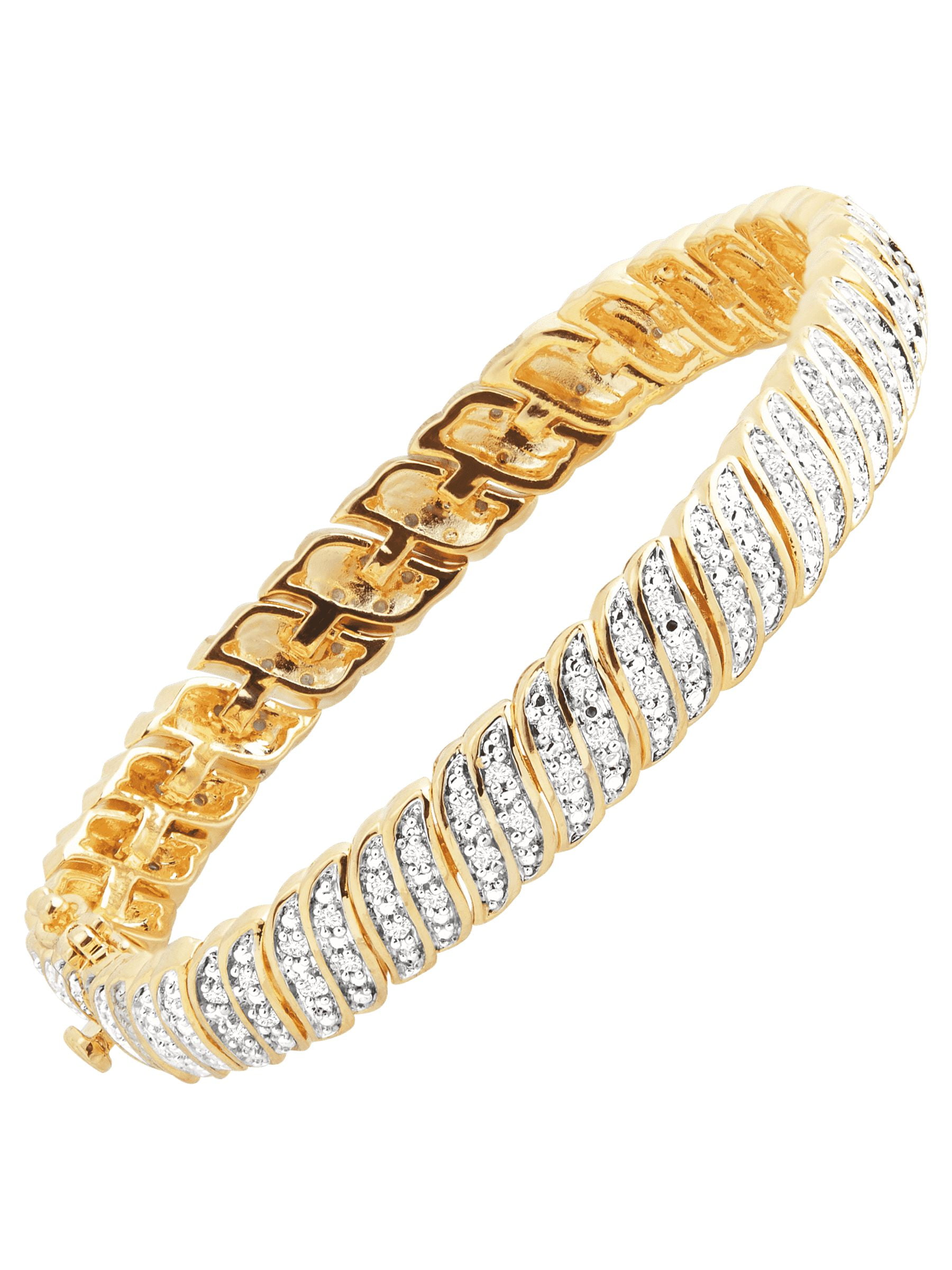 Women's Finecraft 1 cttw Diamond 'S' Link Tennis Bracelet in Yellow