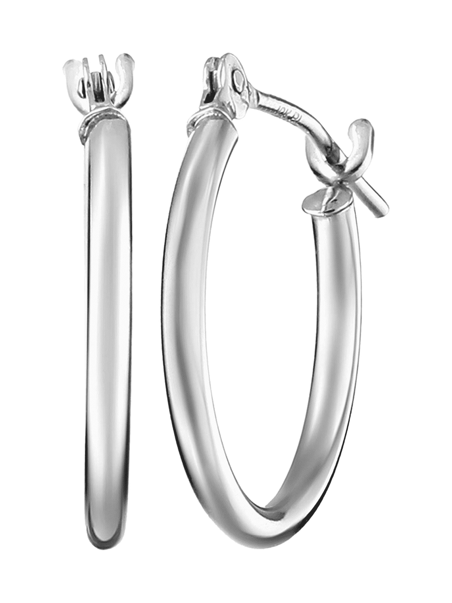 Women s Finecraft 14mm Polished Hoop Earrings in 10kt White Gold