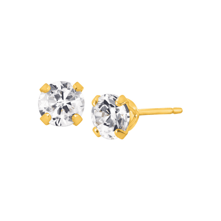 Women's Finecraft 3/4 cttw Stud Earrings with Cubic Zirconia in 14kt Gold-Plated Sterling Silver