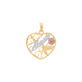 thumbnail image 1 of Women's Finecraft Abuela Heart Charm in 14kt Three-Tone Gold, 1 of 3