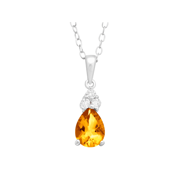 Women's Finecraft Citrine & White Topaz Pendant Necklace in Sterling Silver, 18"