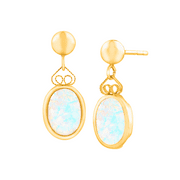 Women's Finecraft Created Opal Drop Earrings in 14kt Yellow Gold