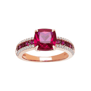 Women's Finecraft Created Ruby Ring with Cubic Zirconias in 14kt Rose Gold-Plated Sterling Silver, Size 7