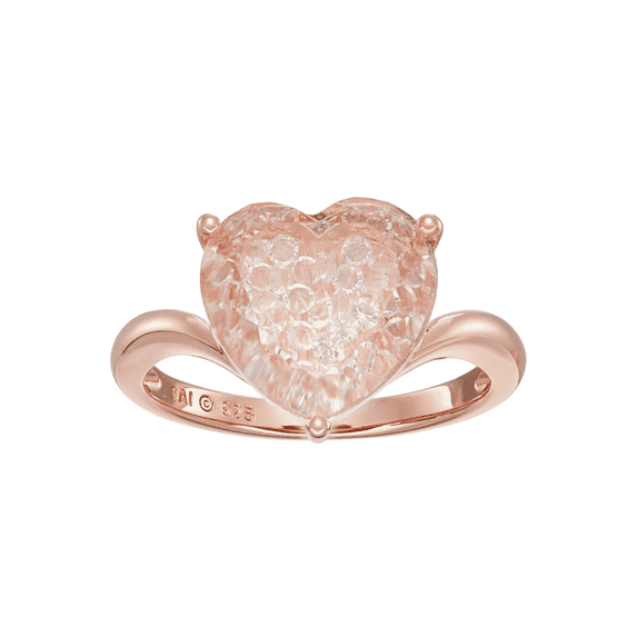 Women's Finecraft Created White Sapphire & Crystal Shaker Heart Ring in Rose Gold-Flashed Silver, Size 7