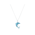 thumbnail image 1 of Women's Finecraft Dolphin Pendant Necklace with Mother-of-Pearl and Crystals in Sterling Silver, 18", 1 of 6