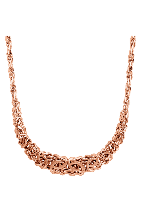 Women's Finecraft Graduated Byzantine Links Necklace in 14kt Rose Gold, 17"