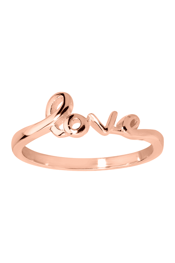 Women's Finecraft 'Love' Script Ring in Rose Gold-Plated Sterling Silver, Size 6