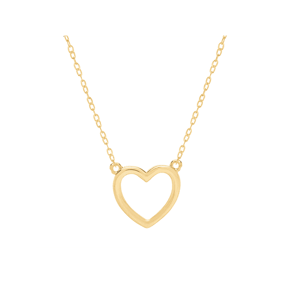 Women's Finecraft Open Heart Pendant Necklace in 10kt Yellow Gold, 17"