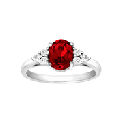 Women's Finecraft Oval-Cut Created Ruby Ring with White Topaz in Sterling Silver, Size 8