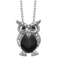 thumbnail image 1 of Women's Finecraft Owl Pendant Necklace with Natural Sapphires & Diamond in Sterling Silver-Plated Brass, 18", 1 of 3