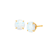 Women's Finecraft Round-Cut Created Opal October Birthstone Stud Earrings in 10kt Yellow Gold