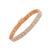 Women's Finecraft Square Link Tennis Bracelet with Diamonds in 14kt Rose Gold-Plated Brass, 7.5"