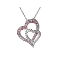 thumbnail image 1 of Women's Finecraft Touching Hearts Pendant Necklace with Cubic Zirconia in Sterling Silver, 18", 1 of 3