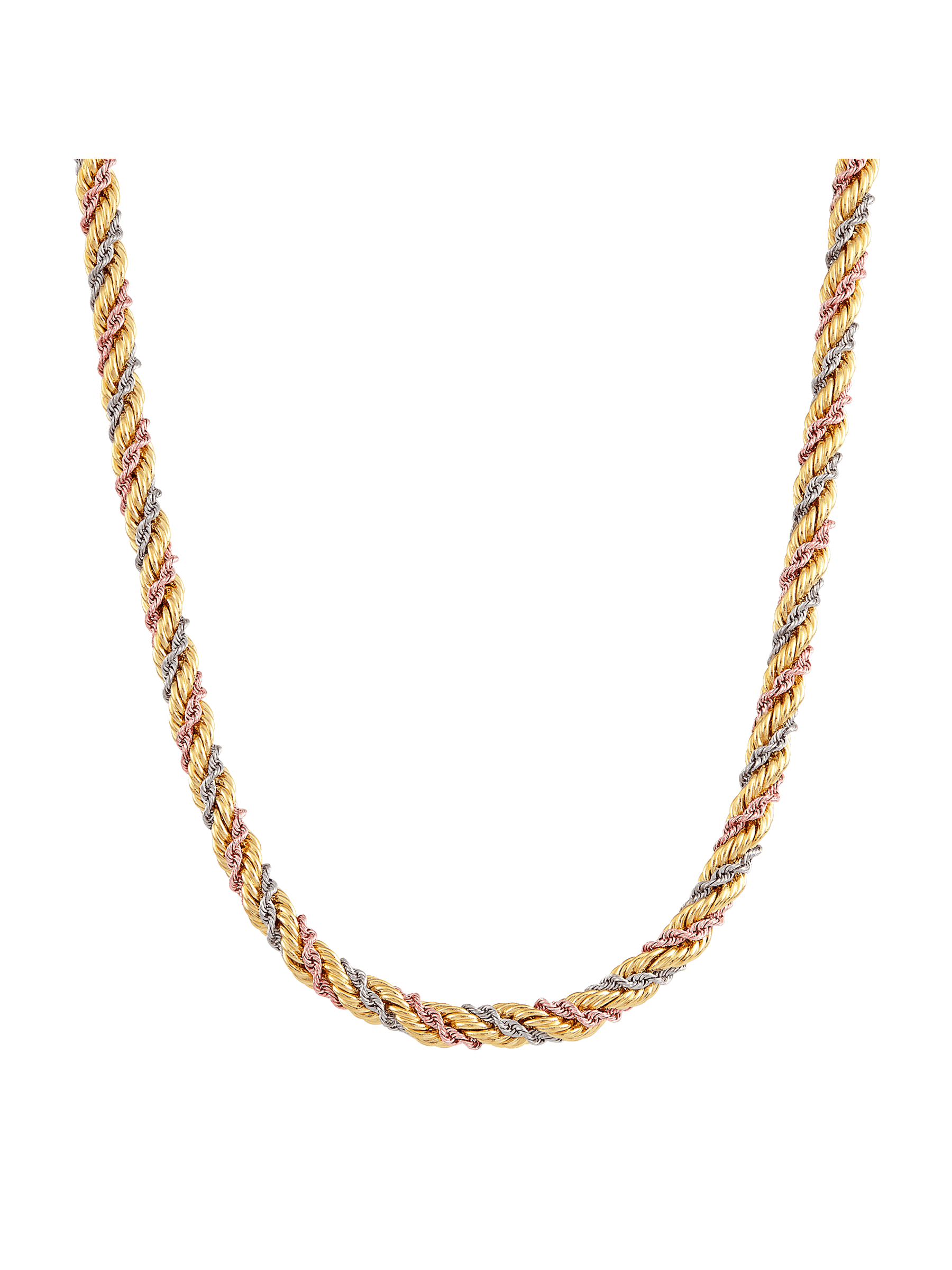 ★送料・関税込★TATIANA★French Twist Chain Necklace★ Women's Finecraft Twisted Rope Chain Necklace in 14kt Three