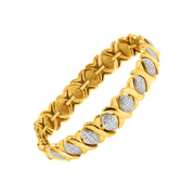 Women's Finecraft 'Xo' Two-Tone Link TennisBracelet with Diamond in Sterling Silver-Plated Brass with Gold Flash, 7.25"