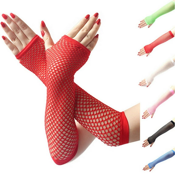 Women's Fingerless Fishnet Gloves Long Lace Elastic Evening Party Wear