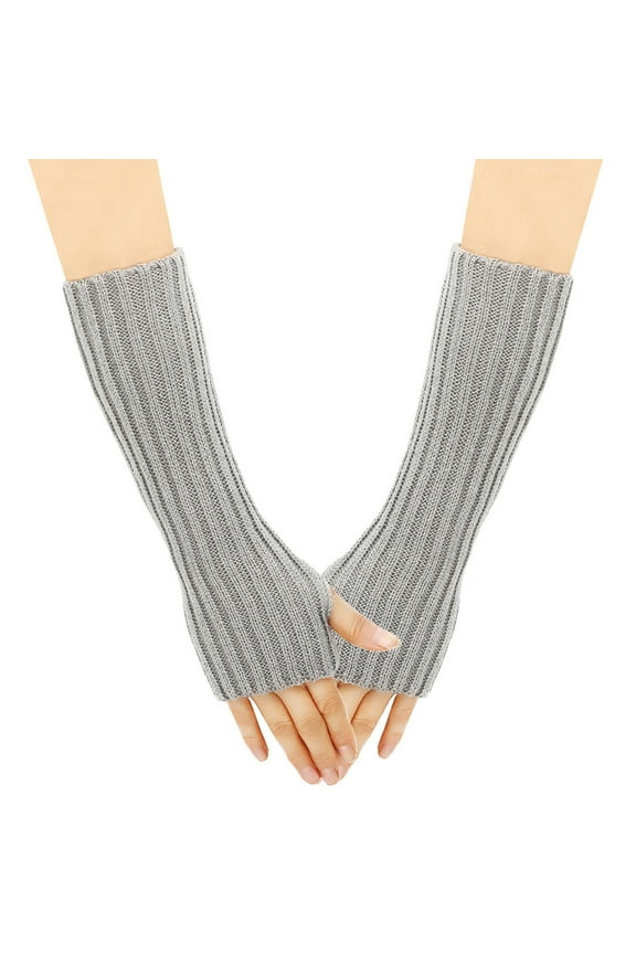 Women's Fingerless Gloves Solid Color Elbow Length Knitted Arm Warmers